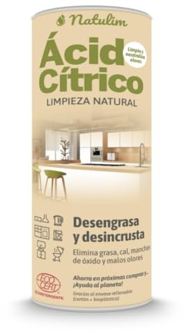 Natulim Acido Citrico Ecologico 500g – Certificato ECOCERT – 100% Puro – Detergente Multiuso in Polvere – Naturale, Elimina Odori, Macchie e Residui.