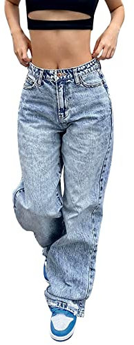 Damen Casual Loose Non Stretch Solid Color Button Jeans Hose Jeanshosen Für Damen Glitzer Jeanshosen Männer Modern