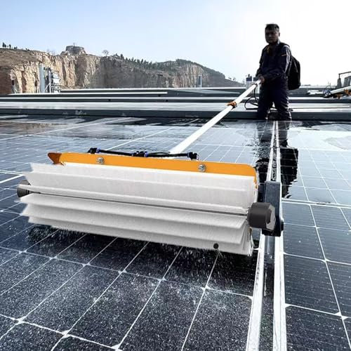 Yadlan Reinigung Photovoltaik Solar Pv WaschbüRste Rotierend Teleskoplanze, Elektrisch SolarreinigungsgeräT Teleskop mit Rotierenden BüRsten Ausziehbarer Fassadenreinigung Fensterreinigung