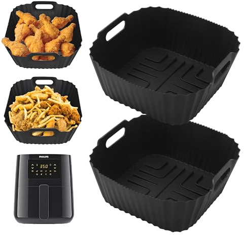 2 Pieces Moule Silicone Air Fryer pour Philips Essential Airfryer 3000L4.1L，Reusable Moule Air Fryer pour Philips 3000 L 4.1 L(HD9252/HD9200/HD9255)，Air Fryer Accessoires au lieu du papier sulfurisé