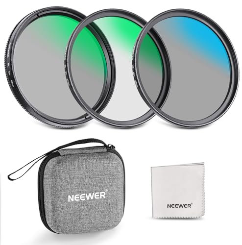 Neewer Kit d'objectifs UV/CPL/ND4 de 67 mm avec étui de Rangement Rigide, Verre Optique Multicouche et Cadre en Alliage d'aluminium, polariseur UV + Filtre Circulaire + Filtre à densité Neutre pour