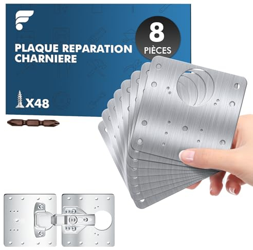 Shinfly Scharnier Reparaturplatte 9x9 cm, 8 Stück Edelstahl Scharnier Reparaturset mit 48 Schrauben, Küchenschrank Reparaturplatte für Schranktüren, Schublade und Möbel