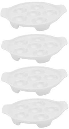 BESTOYARD Plato De Caracoles De Cerámica 4 Huecos, Doble Asa, Resistente Al Horno, Para Servir Caracoles y Aperitivos Franceses, Adecuado Para Cenas Familiares y Reuniones, Juego De 4 Piezas