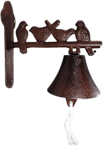 Generisch Gusseisen Türglocke Vögel 23 x 20 x 10 cm Vogel Design Wandglocke Deko B-G K43