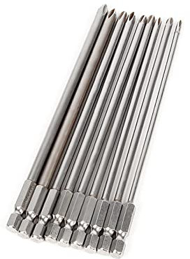 Jeu de 9 Embouts de Tournevis cruciformes magnétiques à Tige de 1/4 Pouce en Acier allié S2 de 150 mm de Long pour Tournevis cruciformes PH1 PH2