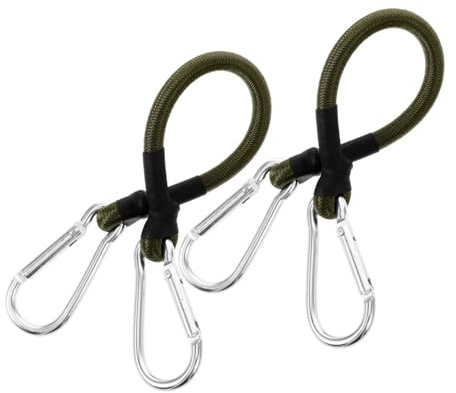 Hemobllo Cuerdas Elásticas con Mosquetones 8mm 2 Piezas (30cm) Resistentes para Exteriores Banda Elástica De Nylon para Camping Senderismo y Actividades Al Aire Libre