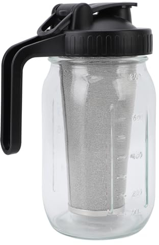 Pitcher della produttore di caffetterie Brea di Brew Cold Althwuyu Black, barattolo di caffettiera ghiacciata in vetro con filtro in acciaio inossidabile, coperchio a beccuccio e