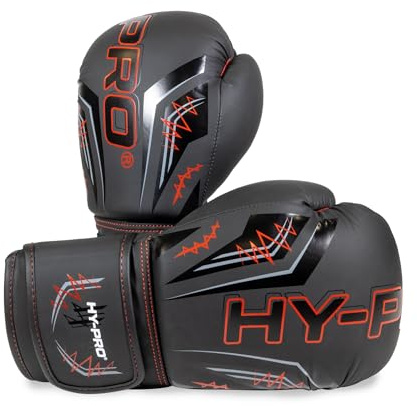 Hy-Pro Boxing Gloves | Sparring Boxing Gloves with Durable Synthetic PU Leather & Red Design, Comfortable Protection for Punch Bag Training