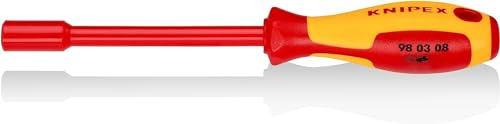 KNIPEX Steckschlüssel, VDE-geprüft 237 mm, 98 03 08 | Mit Schraubendreher-Griff isoliert mit Mehrkomponenten-Hüllen
