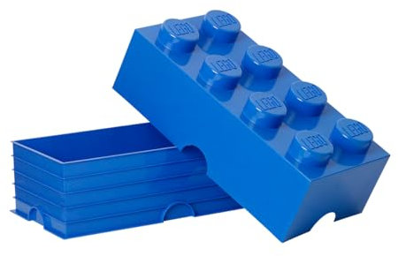 Boîte de Rangement LEGO Brique 8 Plots bleu - Boîte Empilable avec Couvercle, 12,1 l – Produit LEGO, Rangement Bureau, Chambre, Boîte à Jouets