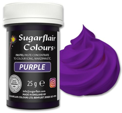 Sugarflair Purple Food Colouring Paste 25g | Concentrated Purple Food Dye for Fondant, Buttercream, Cake Decorating and More - Vegan, Kosher, Bake-Stable