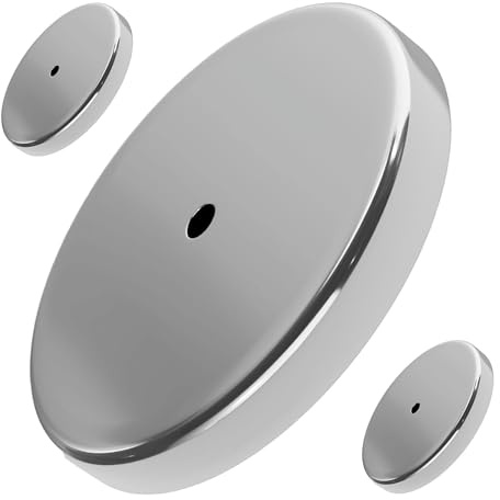 Master Magnetics Ceramic Round Base Magnet Pack - Heavy-Duty Strong Magnets - 65 lb Pull Each - for Indoor and Outdoor Use - Nickel-Plated - 2.618 Diameter - 0.275 Hole - 0.375 Thick - 3-Pack