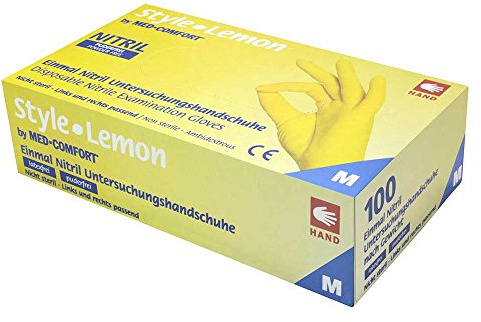 100 Nitril Handschuhe in Gelb Style Lemon von Ampri, puderfrei Gr. XS