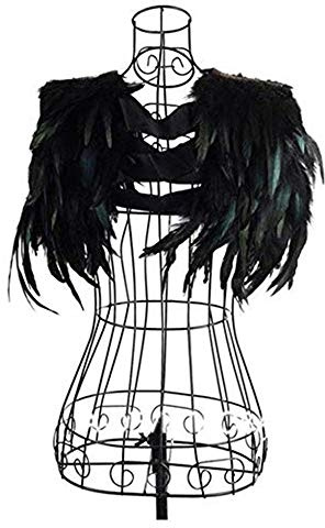 Yoodeet Plumes noires couture coupe collier épaule châles paon robe de soirée à franges robe de cocktail ailes d'ange