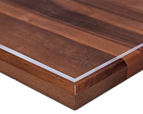 Ertex Tischdecke + abgeschrägte Kante, Tischfolie Schutzfolie Tischschutz Folie 2,2 mm geeignet für den Kontakt mit Lebensmitteln (Transparent, 80 x 150 cm)
