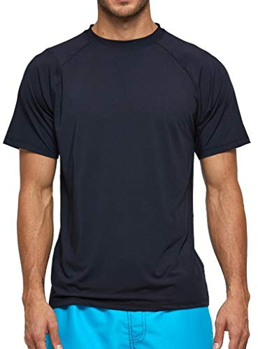 Arcweg Rashguard Homme Manches Courts M-3XL T-Shirt Anti-UV UPF 50+ Sechage Rapide Léger pour Surf Natation Plongée Plage Noir 3XL[EU] Tour de Poitrine: 124-129cm