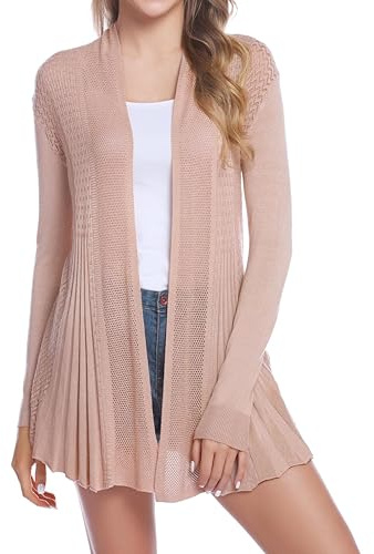 Sykooria Cardigan Donna Lungo Elegante Coprispalle con Manica Lunga Leggero e Traspirante Bolero Lavorato a Maglia per Primavera Estivo Autunno