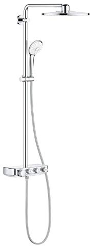 GROHE Euporia Smartcontrol 310 Duo - Duschsystem mit Thermostatbatterie (wassersparend, 3 Strahlarten, Verbrühungsschutz, inkl. Duschablage), supersteel, 26507DC0