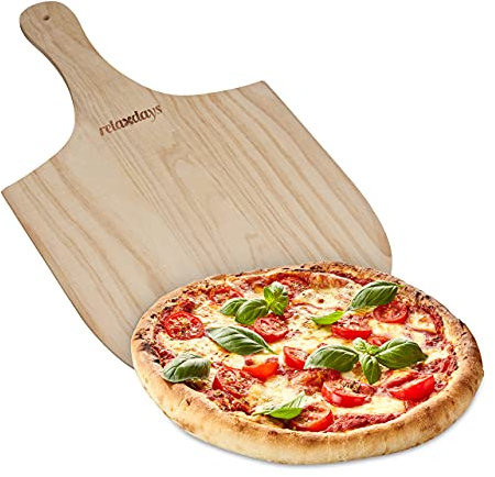 Relaxdays Pelle à Pizza en Bois, Lot de 3, poignée Pratique, pour Le Pain, la Pizza et Tarte flambée, LxP : 30,5x54 cm, Nature