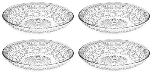 Glass - Bowl - for Soup - Dessert - Pasta - Soup Plate - Designed -Set of 4 - 8.2 Diameter - Made in Europe - by Barski