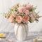 JARELING Künstliche Pfingstrosen in Vase, künstliche Hortensien, Seidenpfingstrosen, Blumenstrauß mit Vase, Kunstblumen, Arrangement, Dekoration, Zuhause, Tisch, Esszimmer (Rosa)