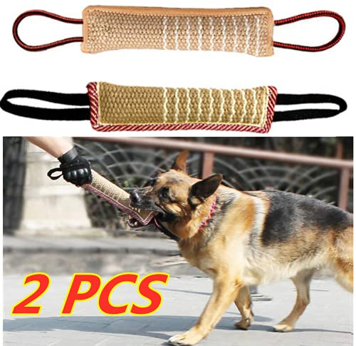 AzulLanse 2 pezzi Giocattolo per rimorchiatore per cani Morso di cane Giocattolo per rimorchiatore con 2 robuste maniglie ， Morso di iuta resistente Cuscino per morso per cani