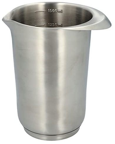 Rühr- und Servierbecher – Birkmann – silber, 1,5 L, Edelstahl, mit Griff, Ausgießer & Skalierung, Anti-Rutsch-Boden, hitzebeständig, Rührbecher & Mixbecher