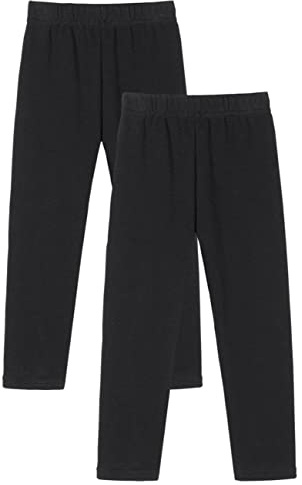 Leggings för flickor, fodrade höst, vinter, stretch, leggings, tjocka byxor för barn, Svart 2 st, 104/110 cm