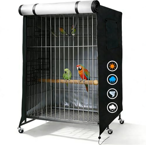 Petyoung Vogelkäfig Abdeckung, Universal große Vogelkäfig Abdeckung, Wetterfeste Sonnenschutz Käfig Blackout Abdeckung, Atmungsaktive waschbare Material Vogelkäfig Abdeckung für Outdoor Indoor