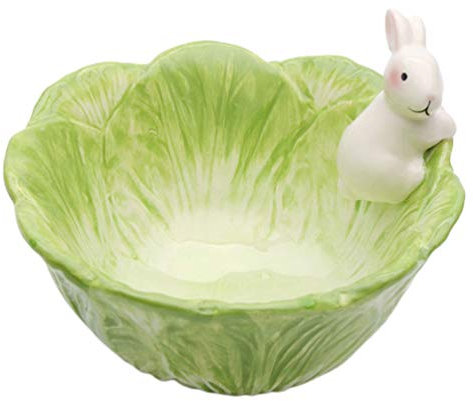 GANAZONO Children Bowl Ceramic Rabbit Design Animal Tableware Cute Kids Salad Soup Bowl with Non-Slip Base for Family Meals