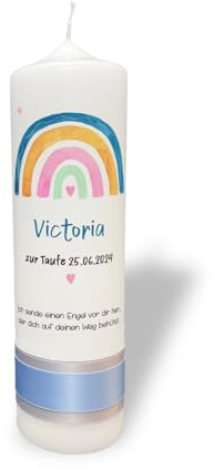 Taufkerze mit Regenbogen
