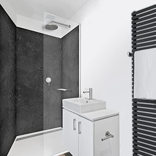 WANDFREUDE individuelle Duschrückwand Aluverbundplatte auf Maß (3 Stück - Betonoberfläche - Seidenmatt) – Dusche Wandverkleidung Duschwandverkleidung Duschrückwände