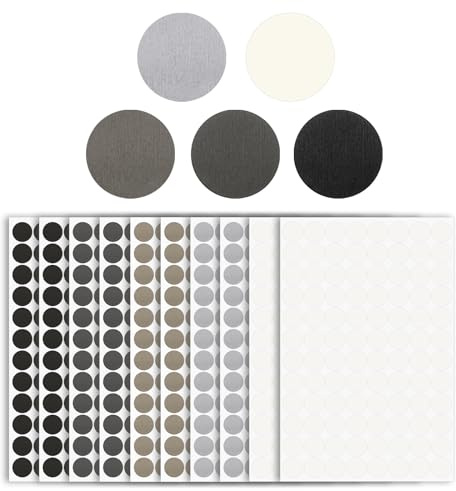 960pcs Self-Adhesive Screw Hole Covers Stickers 15mm Textured PVC Screw Head Covers Caps Stickers for Wood Furniture (10 Sheet,5 Colour)