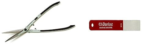 Darlac Lightweight Shear 8” – Extra Long Blades for Greater Cut Capacity – Long Handles for Extra Reach & Fine Grade Diamond Sharpener – Approx 52bn Diamond Particles Per Sq Inch – The Ultimate