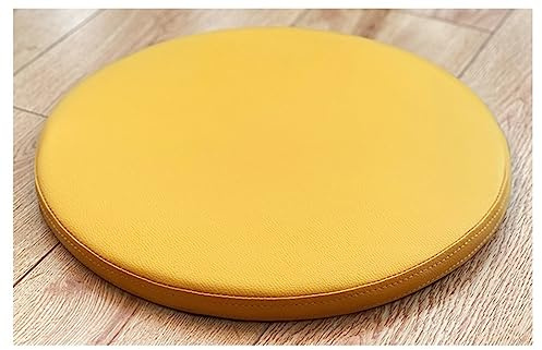 MOODMUSE Rund Stuhlkissen,Rundes Sitzkissen Aus Kunstleder,Rundes Stuhlkissen Aus Memory-Schaum,Rutschfestes Stuhl-Sitzkissen for Zuhause,Büro Und Küche (Color : Yellow, Size : 35cm/13.8inch)