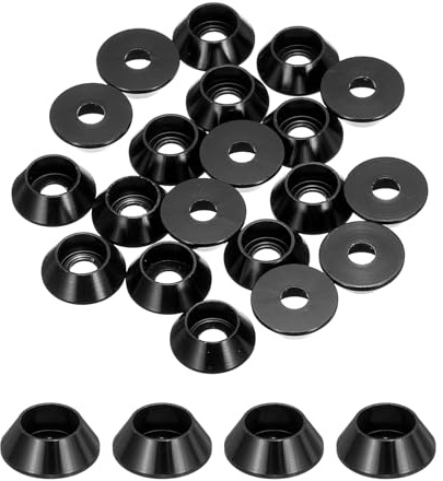 QUARKZMAN Lot de 20 Rondelles Coniques M3 (Noir) | Rondelles de Tête de Goupille en Aluminium Anodisé pour Vis RC/FPV/PC/Drone/Pièces de Modèles d'Accessoires Mécaniques