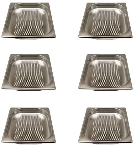 6 Stück AcMax GN 1/3 Gastronormbehälter GN-Behälter Edelstahl 0,75 Liter Tiefe 20mm Gastronorm gelocht
