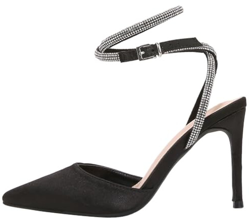Onsoyours Sandales de Femmes à Talons Hauts à Boucle Pointue et à Strass High Heels Parties Mariage Chaussures Escarpins à Talon Pointu avec Rivets D Noir 36 EU