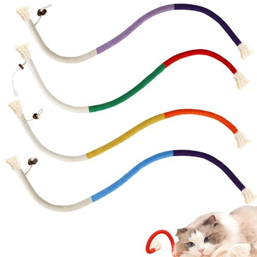 4 Stück Spielzeug Beißseil für Katzen,Katzenminze Interaktives Katzenspielzeug,Kauspielzeug Katze,Katzenbissfestes BeißSpielzeug,Katzenminze Baumwollseilspielzeug zum ZäHneputzen und Stressabbau