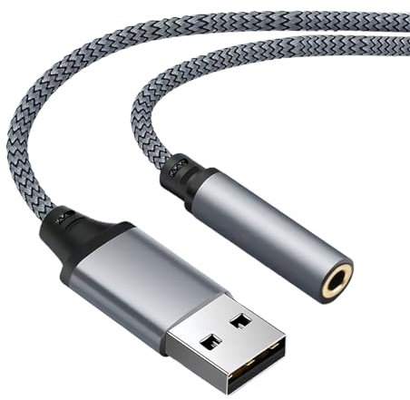 External Sound Card, USB to 3.5mm Jack Audio Adapter, USB Sound Card Compatible with DAC, TRRS Headset & Microphone, 3.5mm Aux Stereo Converter for MacBook, Windows, PS4, PS5