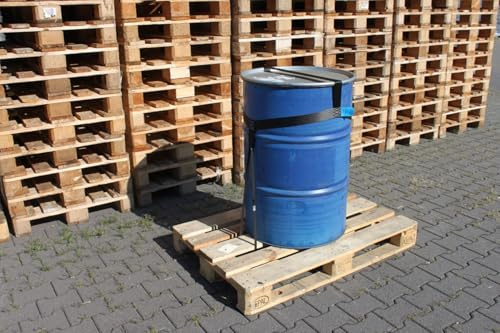 Lasiprofi Fassverzurrung für 200 Liter Stahlfass Ø 600 | Auswahl Einweg oder Mehrweg Lashing-System | Ladungssicherung auf Holzpalette | Fasssicherung zur Ladungssicherung (Einweg Lashing)