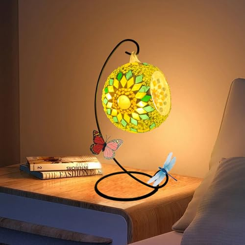 Mosaik Bastelset für Kerzenständer & Windlicht, Orientalisches Buntglas-Set, Spiegelfliesen, Handgefertigte Sonnenblume Kerzenhalter Deko Kunstwerke (Sonnenblume)