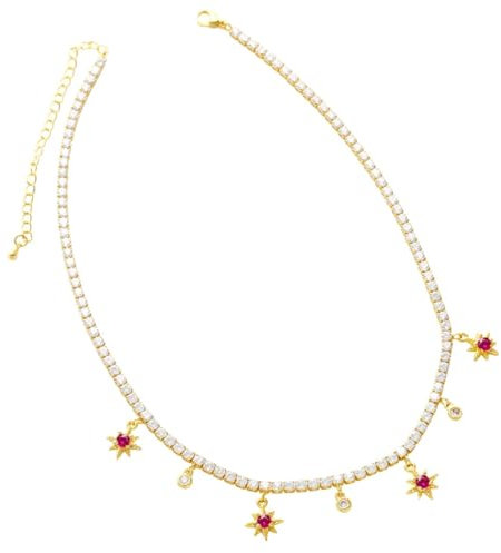 Collar Colgante Cadena Hombre Mujer Joyas Necklace Collar para Mujer Fucsia