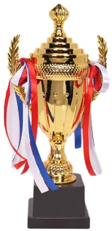 Tewzafiya Trofei Gold Award,Trofeo Personalizzato - Trofei Oro con Nastro Colorato Coppa Trofeo Base Rotonda di Lusso Personalizzato per risultati