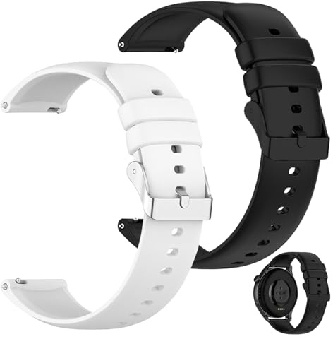 2 Stück Uhrenarmband 22mm Silikon,Ersatz Silikon Uhrenarmband Weiche,Uhrenarmbänder Mit Schnellverschluss,Smartwatch Armband 22mm für Herren,Uhrenarmband 22mm Silikon Wasserdichte,Uhren Zubehör Ersatz