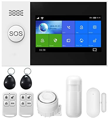 WEIJICUI Allarme Casa Senza Fili, Tuya Wireless gsm di Allarme antifurto Domestico Telecamera IP PIR sensore di Movimento sensore Porta Kit di Allarme di Sicurezza Controllo App(Set-B)