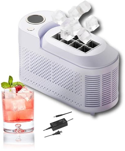 Mini máquina Hielo portátil encimera pequeña Funcionamiento silencioso diseño Compacto for el hogar la Oficina la Cocina y el Camping(Standard Power Supply)
