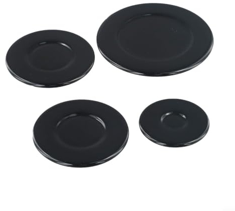 4PCS Cooker Hob Gas Burner Cap Set, Oven Cooker Hob Gas Burner Crown & Flame Cap Kit, 3 Sizes Burners Gas Hob Burner Flame Cap Lid Kit 55/75/100mm(Flat)
