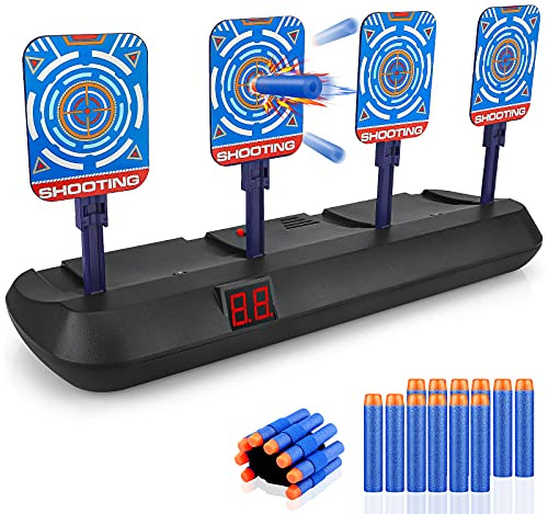 Electronic Digital Target for Nerf, Boys Toys Age 3 4 5 6 7 8 Shooting Game | Auto Reset Practice Targets with Foam Bullets Kids Birthday Gifts Stocking Fillers Xmas Present for 3-10 Year Old Teen Boys