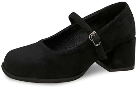 Pumps, scarpe da donna con piedi larghi, eleganti con tacco, scarpe da sposa, scarpe da ballo estive, comode da donna, con tacco alto, per costume tradizionale Dirndl, Nero , 41 EU